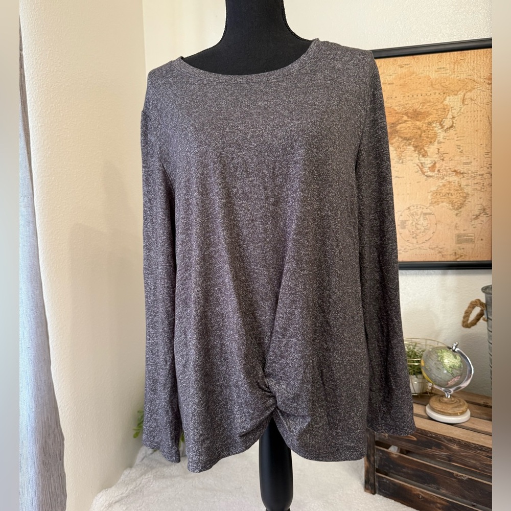 Style & Co Heathered charcoal knot top XL